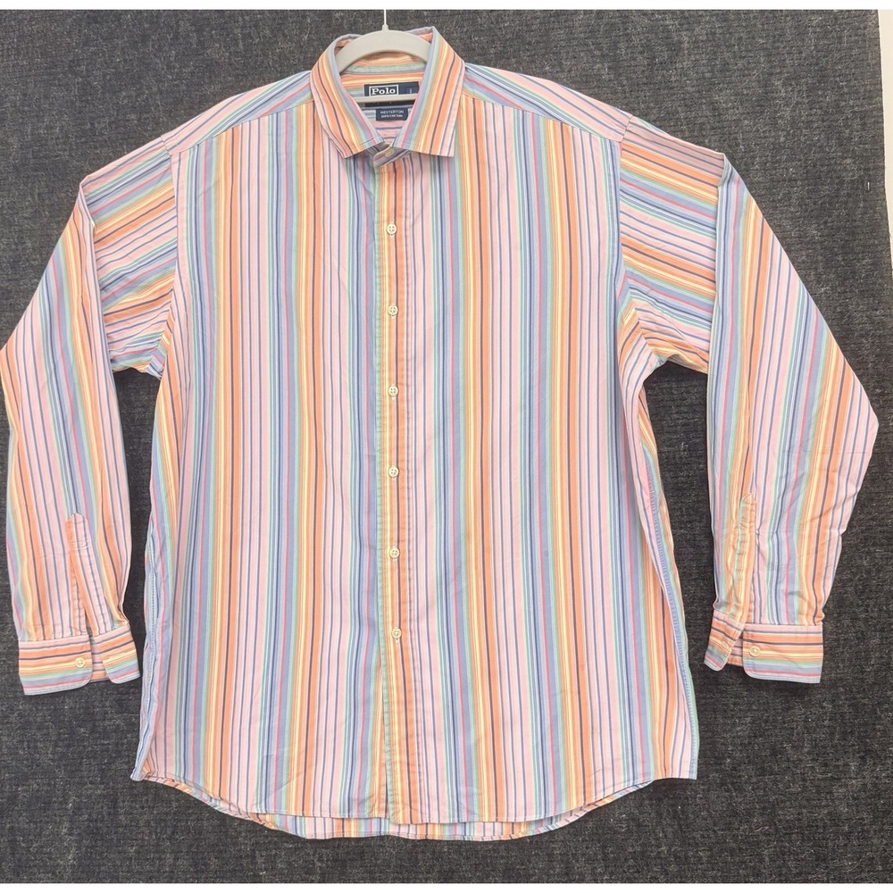 POLO RALPH LAUREN Westerton Button Front Casual Dress Shirt Striped Mens L